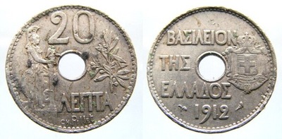 B316 GRECJA, 20 LEPT, 1912