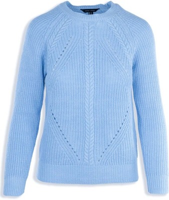 New Look Efektowny Kobiecy Błękitny Sweter Warkocz Sploty Bawełna L 40