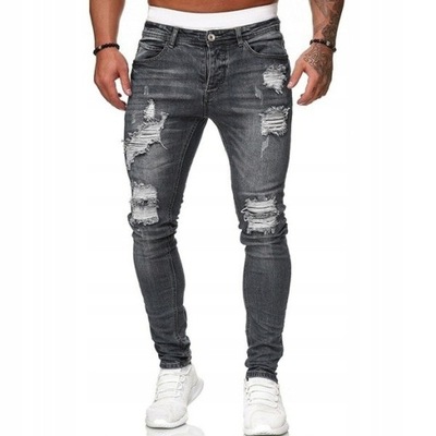 Męskie jeansy ze stretchem Podarte dżinsy54_6