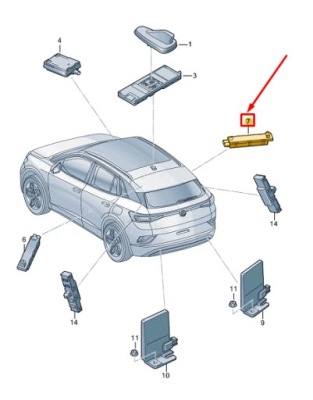 Vw id.4 e21 правий upper антена підсилювач 11a035577m фото №1
