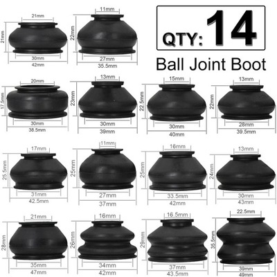 14 PCS DUST BOOT COVERS UNIVERSAL RUBBER CAR BALL JOINT DUST BOOT CO~68513