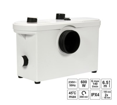 FALA POMPA WC 600W Z ROZDRABNIACZEM TOYA T75951