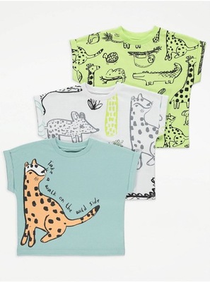 GEORGE 3 pak t-shirt unisex safari animals 92-98