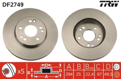 ДИСК ТОРМОЗНОЙ DB ПЕРЕД C124/W124/A124 3,2-4,2 92-96 DF2749