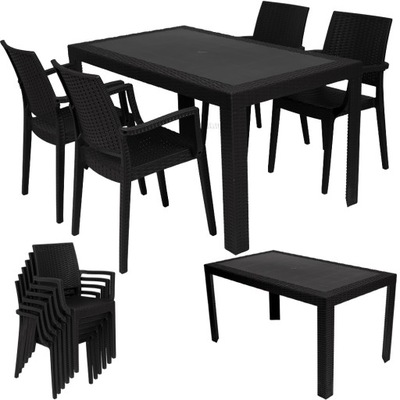 MEBLE OGRODOWE stół 4 krzesła URANO technorattan
