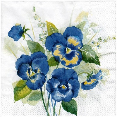 SERWETKA do decoupage 33x33cm - Pansies Bouquet blue