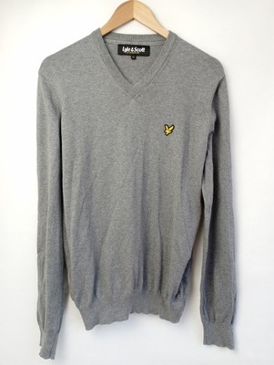 ATS sweter LYLE & SCOTT bawełna szary logo M