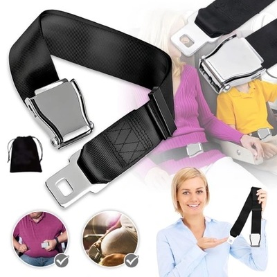 CZARNY PRZEDŁUŻACZ PASA BEZPIECZEŃSTWA SAMOLOTU 25-100CM