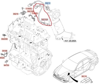 ЗОНД ЛЯМБДА НИЖНЯ HYUNDAI 2,0 T-GDI 275 KM