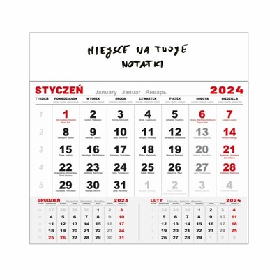 Planer kalendarz organizer terminarz 2024 na lodówkę A4 suchościeralny