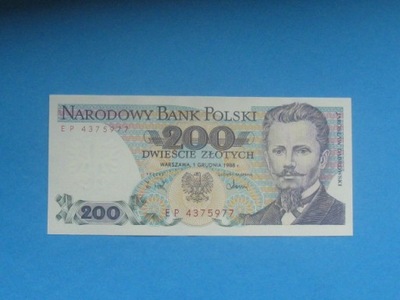 Polska Banknot 200zł EP ! 1988 UNC Warszawa