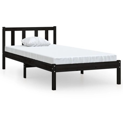 Rama łóżka, czarna, lite drewno sosnowe, 90 x 2