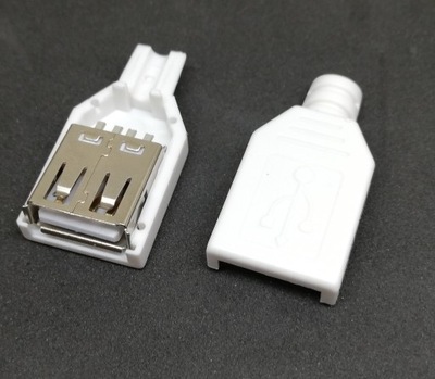 Gniazdo USB typ A na kabel z osłoną biały