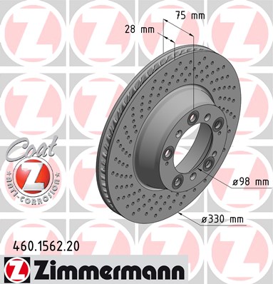 ZIMMERMANN PORSCHE 911 996 330MM DISCOS PARTE TRASERA 460.1562.20  