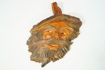 Płaskorzeźba drewniana - chłop z wąsem