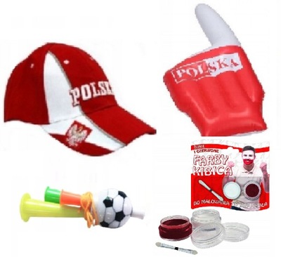 Polska Zestaw Kibica czapka baseball reprezentacji euro 2024 farbki trąbka