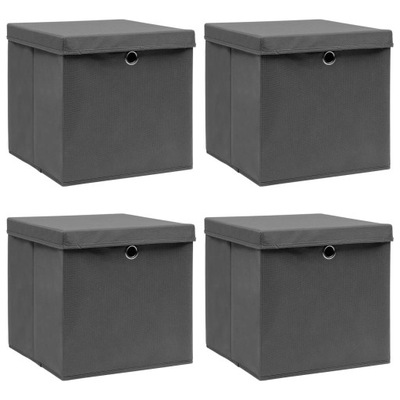 Pudełka z pokrywami, 4 szt., szare, 32x32x32 cm, t