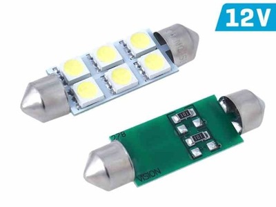 LEMPUTĖ VISION FESTOON SV8.5 41MM 12V 6X 5050 SMD LED, BIALA, 2 SZT. 