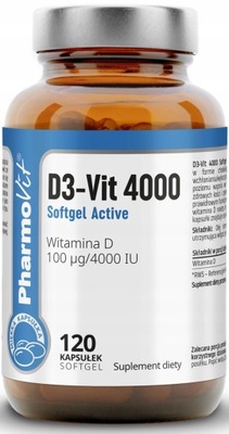 PharmoVit D3 - Vit 4000 Softgel Active witamina D3 odporność 120 softgels