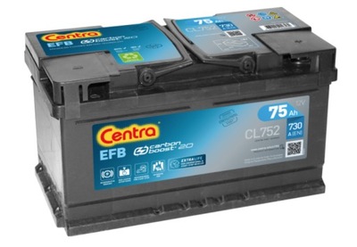 Аккумулятор centra efb cl752 75ah 730a amper фото №1