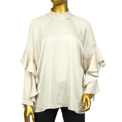 5200 H&M _ BEŻOWA BLUZKA FALBANY STÓJKA_ 42/XL