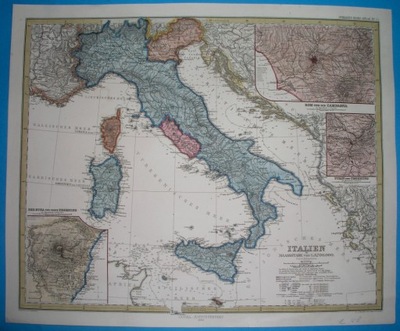 1864 oryginał MAPA WŁOCHY SYCYLIA SARDYNIA Rzym Neapol Wenecja DALMACJA