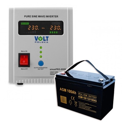 ZASILACZ AWARYJNY UPS PIECA 800W 12/230 +100AH AGM