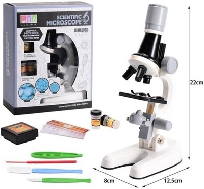 Mikroskop dziecięcy Naukowy Dla Dziecka Szkolny Zestaw 1200x