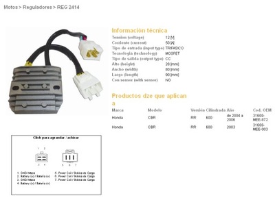 DZE РЕГУЛЯТОР НАПРУГИ HONDA CBR600RR 03-06 MOSFET