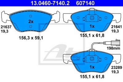 ATE 13.0460-7140.2 PADS BRAKE FRONT ALFA 147/156/GT 97-10  