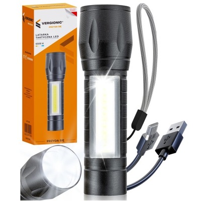 LINTERNA DIODO LUMINOSO LED TAKTYCZNA AKUMULATOROWA Z CABLE POTENTE JUEGO + ZOOM  