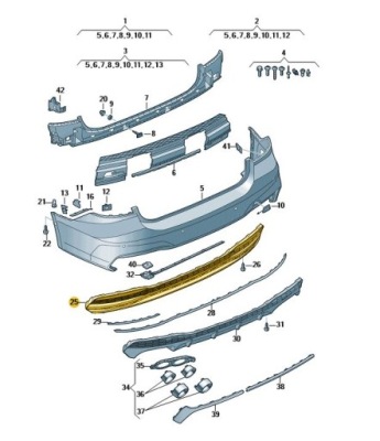 Спойлер нижній бампер задня audi a7 c8 sline фото №1