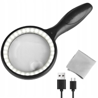 RĘCZNA LUPA SZKŁO 30X I 60X POWIĘKSZAJĄCE OŚWIETLENIE 33LED Z 3 TRYBAMI