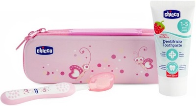 CHICCO ZESTAW DO MYCIA ZĘBÓW SZCZOTECZKA PASTA + ETUI