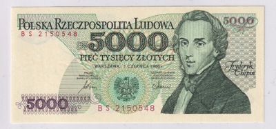 5000 Złotych Polska 1986 UNC Seria BS