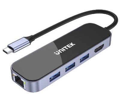 HUB USB-C Unitek D1084A 3.1, RJ-45, 3xUSB-A, HDMI 4K, PD 100W