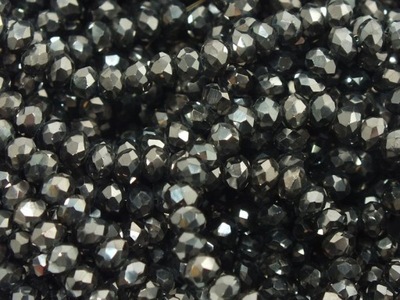 Szklane oponki fasetowane hematytowe 3.5x2.5