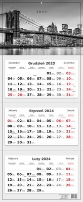 Kalendarz trójdzielny ścienny 2024 na ścianę MIAST