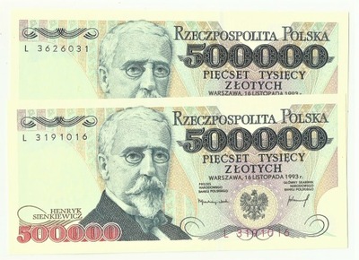 500000 złotych 1993 seria L stan UNC