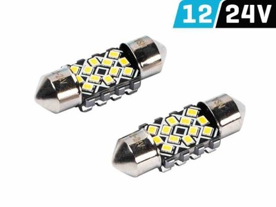 LEMPUTĖ VISION FESTOON SV8.5 31 MM 12/24V 12X 2016 SMD LED, CANBUS, BIALA, 