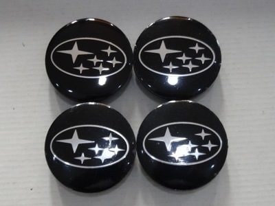 4 PIEZAS DEKLE TAPACUBOS EMBLEMATY PARA DISCOS SUBARU 56 MM NEGRAS  