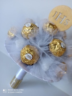 Słodki bukiet cukierków IHS komunia ferrero rocher