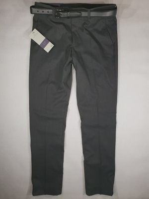 NEXT szare spodnie chino z paskiem slim 32/32 86cm