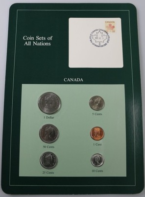 KANADA CANADA set 1, 5, 10, 25, 50 centów 1984, 1 dolar 1984 menniczy