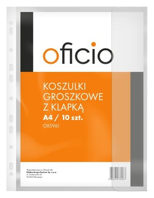 KOSZULKI OFICIO GROSZKOWE A4 Z KLAPĄ 10 SZT.