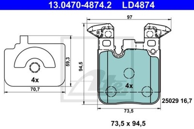 ATE 13.0470-4874.2 КОЛОДКИ КЕРАМИЧЕСКИЕ ЗАД BMW 1/2/3/4 11-