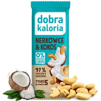 Baton Bez Cukru kokos orzech 35g DOBRA KALORIA