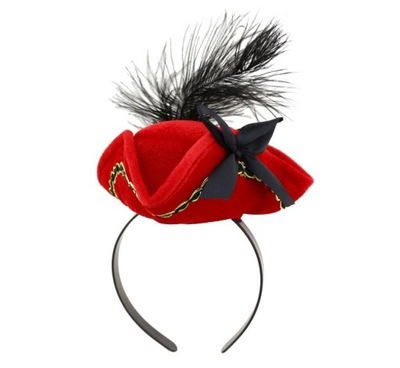 Opaska MUSZKIETERA czerwony kapelusz strój piórko