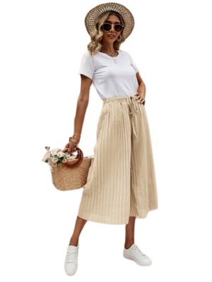 SHEIN SPODNIE BEŻOWE GŁADKIE PLISOWANE 40/42 ŁBW