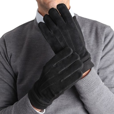 Męskie rękawiczki zamszowe ze ściągaczem XXL